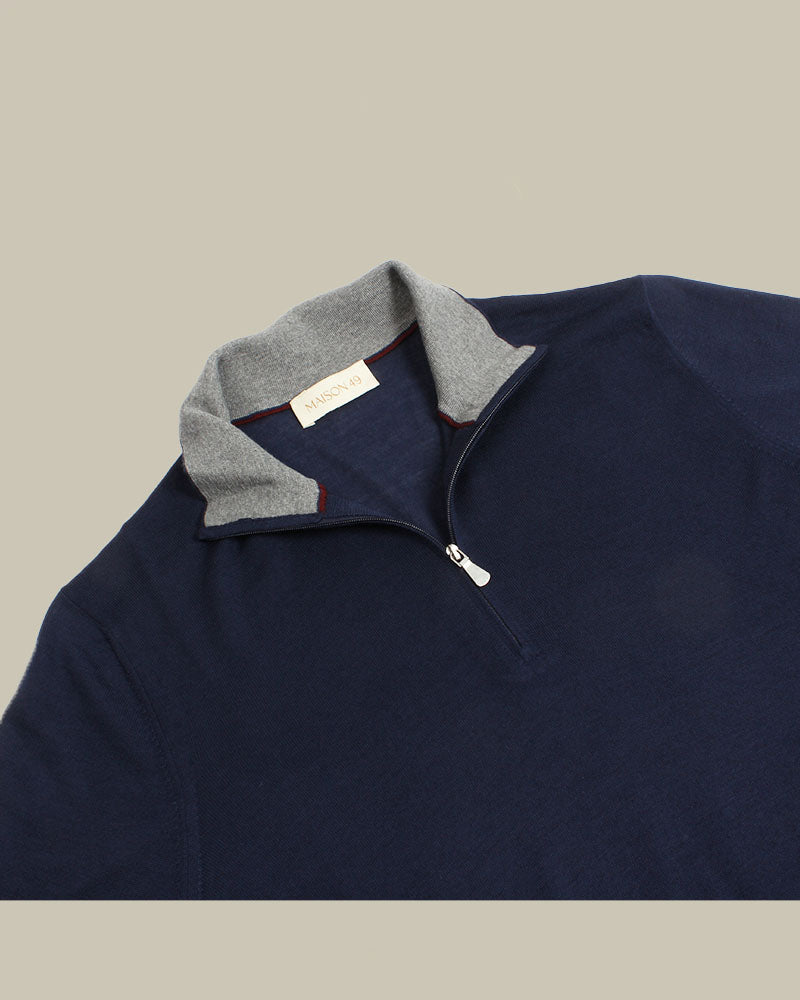 Blue Super Tasmania Merino Wool Half Zip