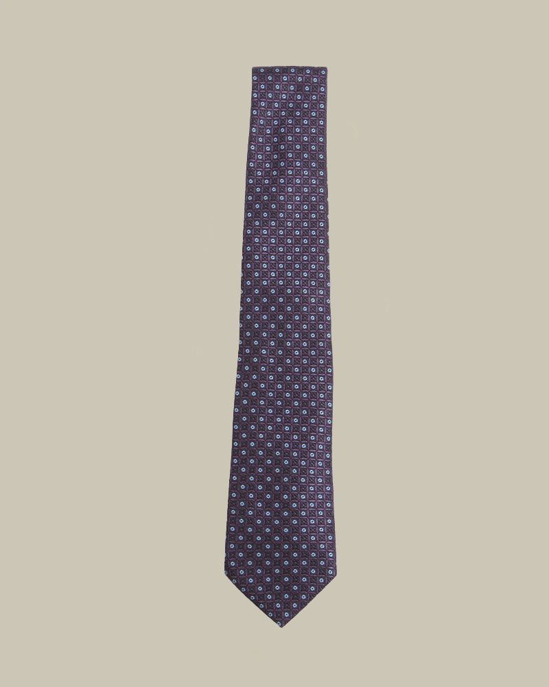 Purple Optical Pattern Silk Tie