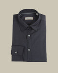 Navy Melange Regular Fit Stretch Wool Shirt