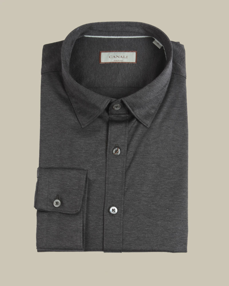 Charcoal Grey Regular Fit Jersey Shirt