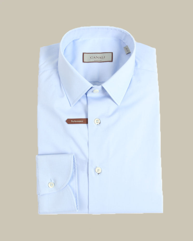 Blue Slim Fit Stretch Poplin Shirt