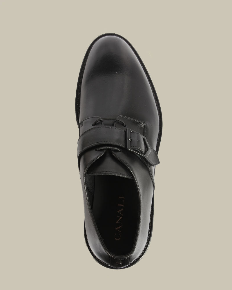 Black Extra Light Sole Derby With Single Monk