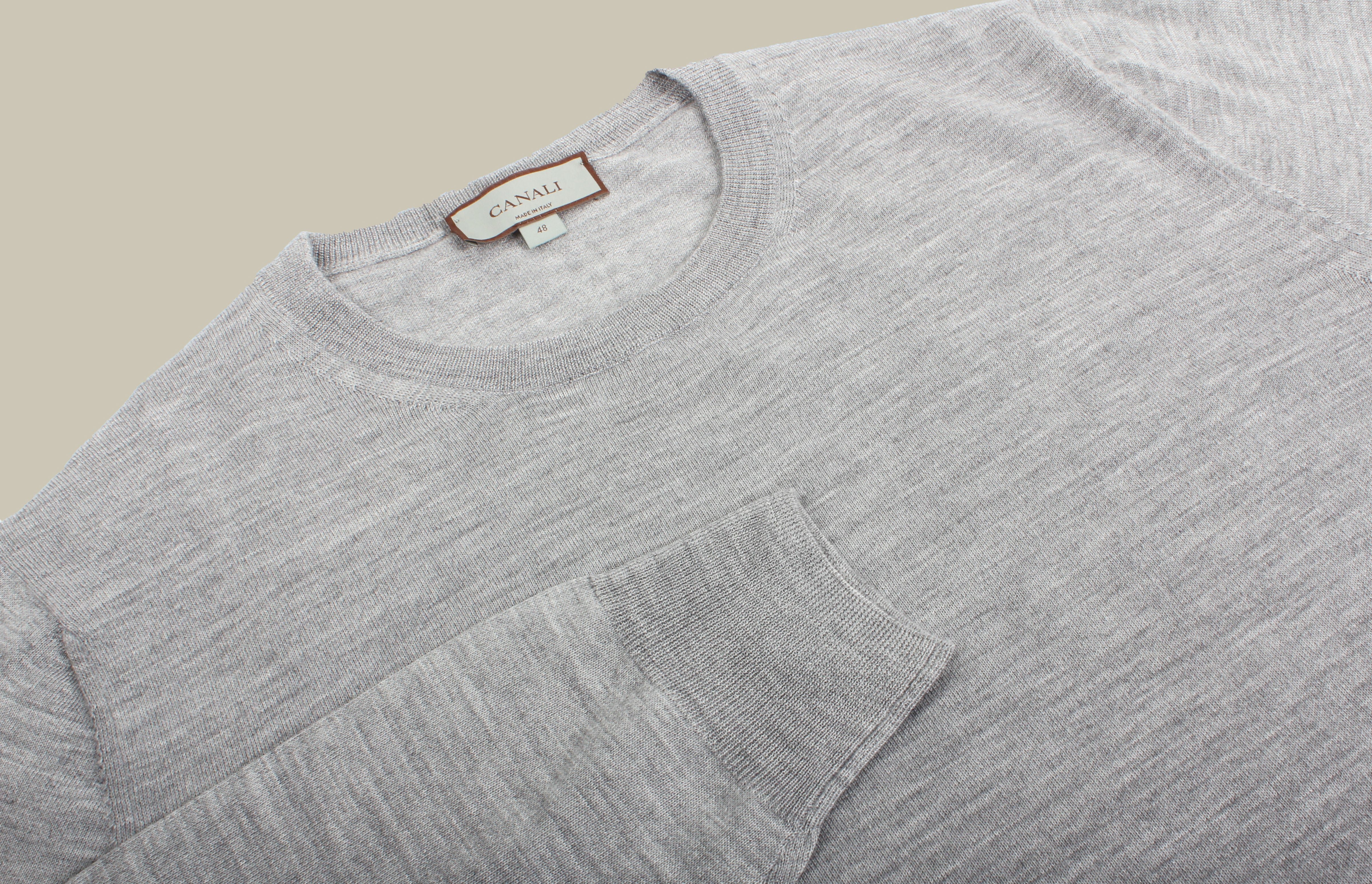 Grey Wool, Silk and Cashmere Crew Neck