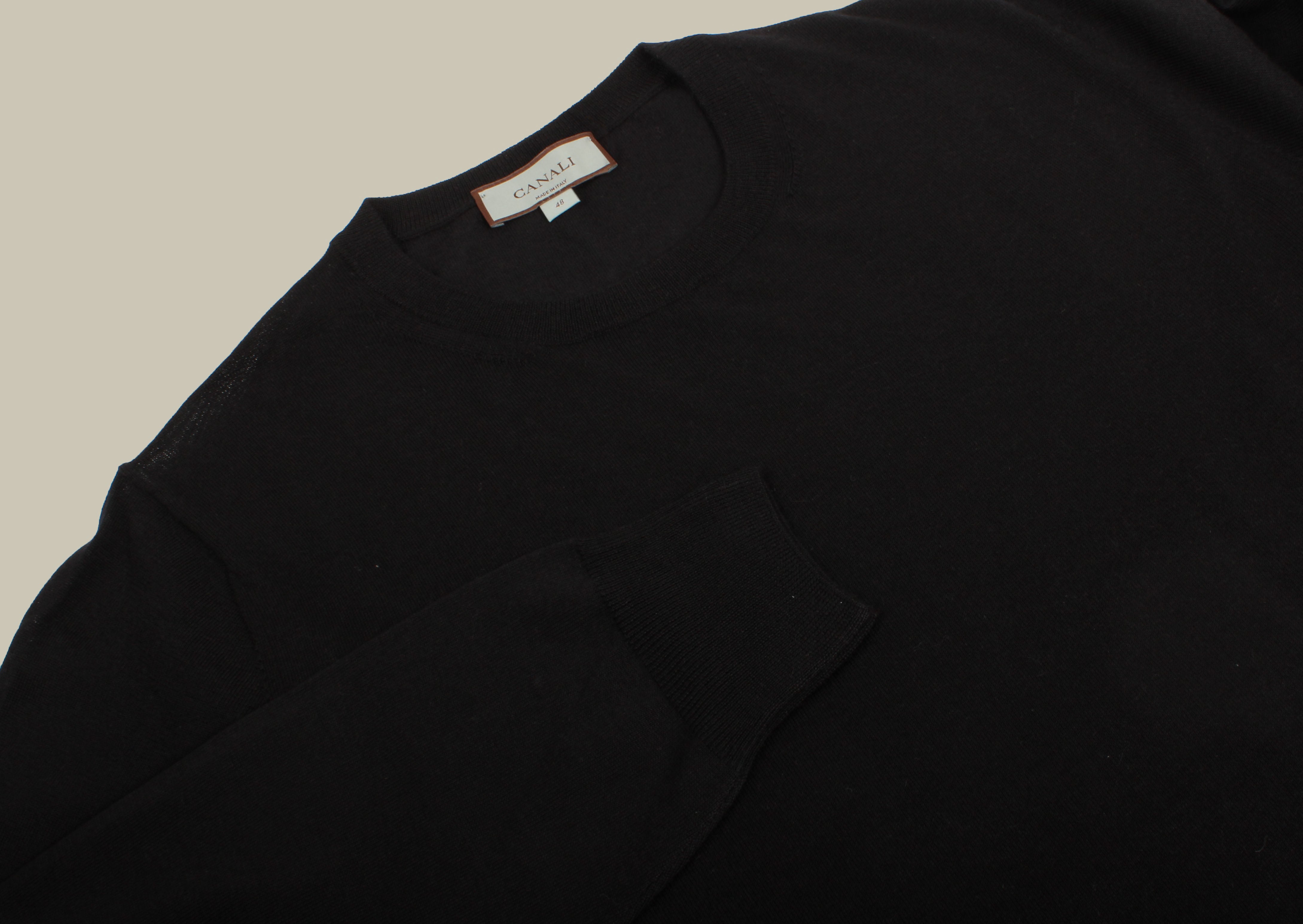 Black Wool, Silk and Cashmere Crew Neck