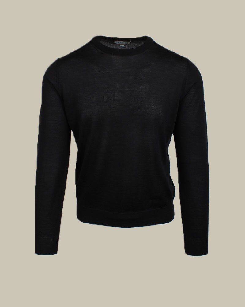 Black Wool, Silk and Cashmere Crew Neck