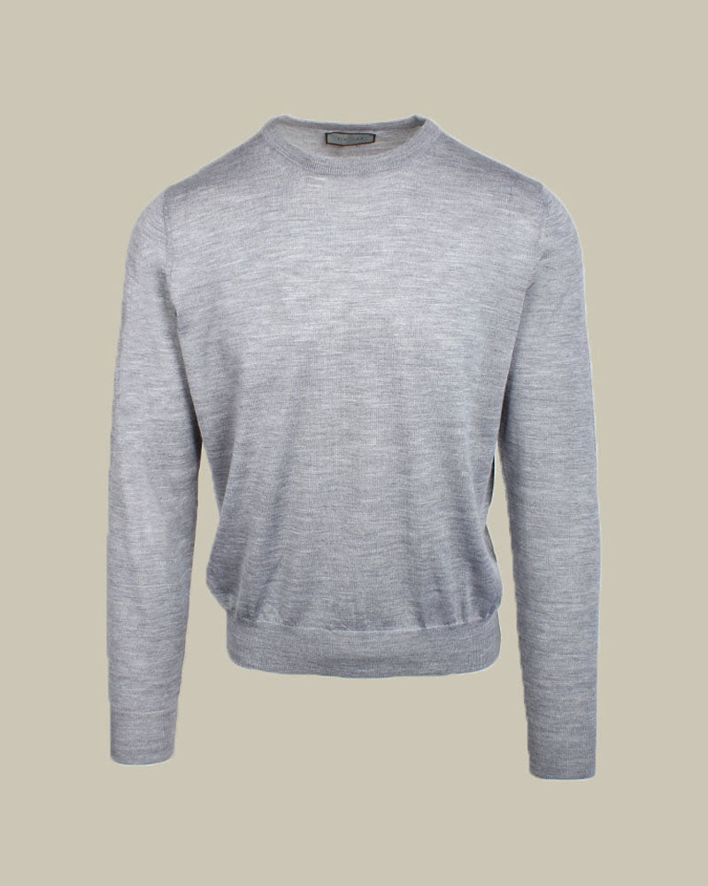 Grey Wool, Silk and Cashmere Crew Neck