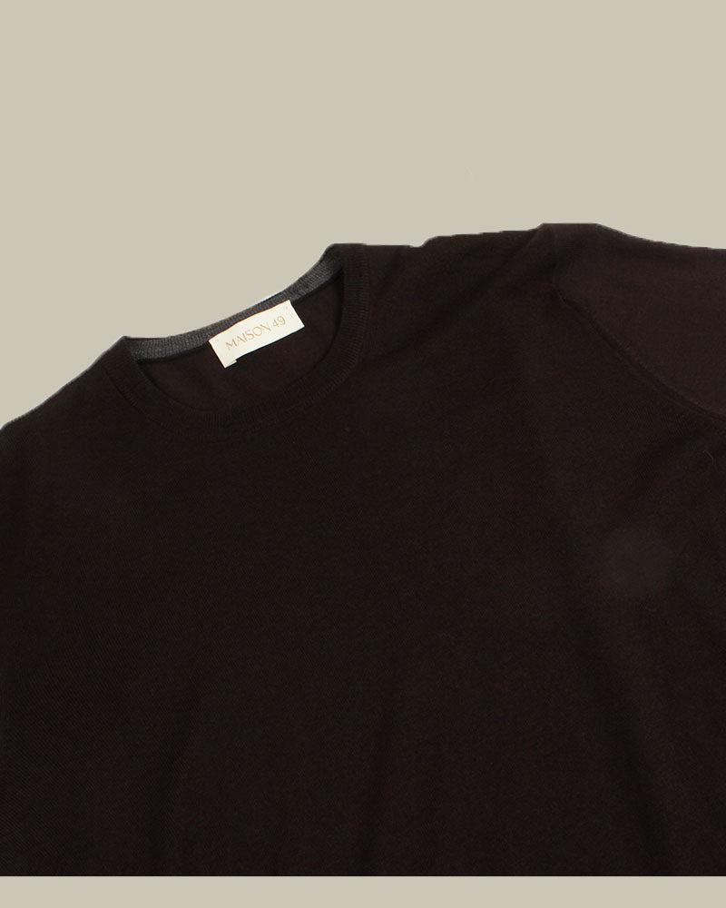 Brown Super Tasmania Merino Wool Crew Neck