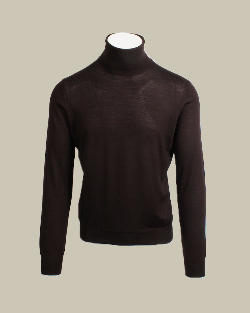 Brown Super Tasmania Merino Wool Roll Neck