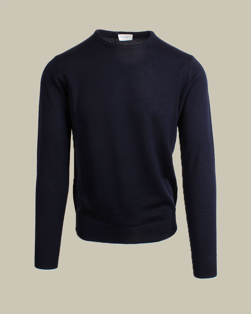Navy Merino Wool Crew Neck