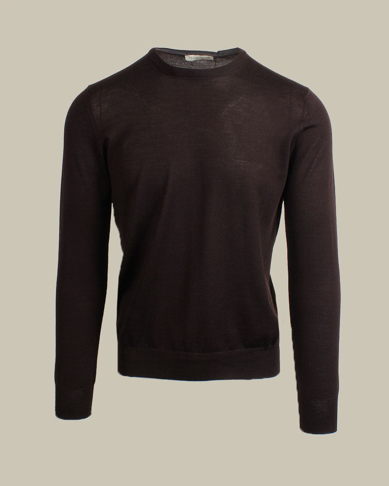 Brown Super Tasmania Merino Wool Crew Neck