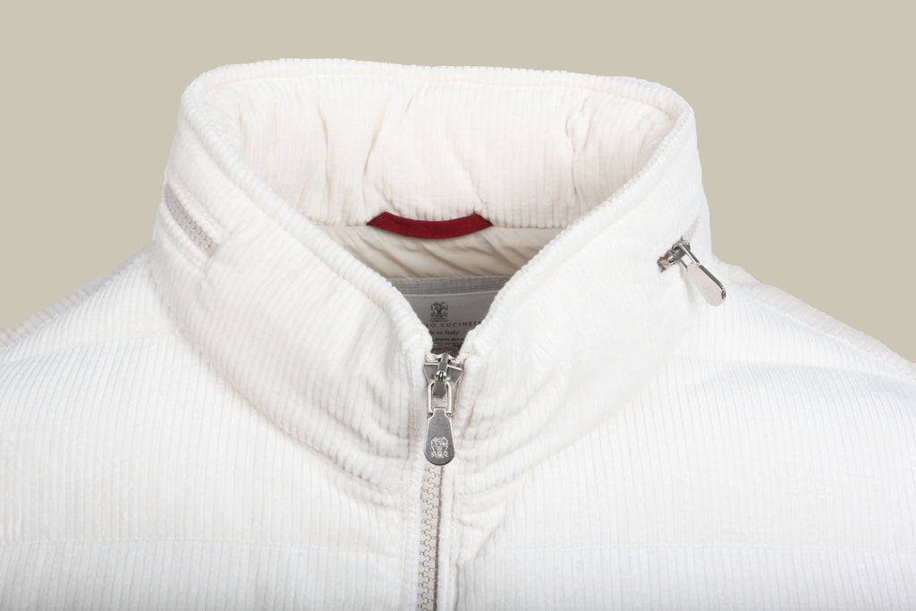 White Corduroy Down Gilet