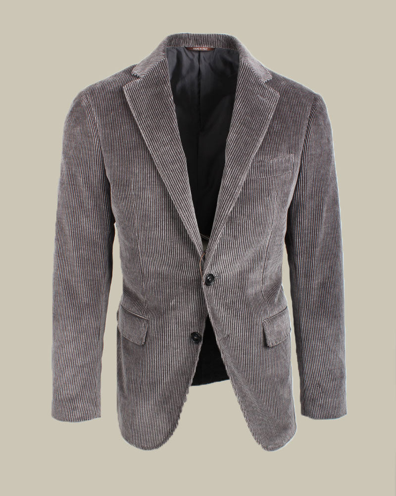 Kei Grey Soft Shoulder Cashmere Blend Corduroy Suit