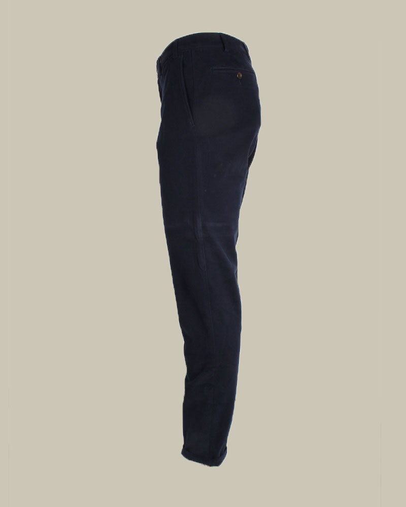 Navy Stretch Brushed Cotton Chino