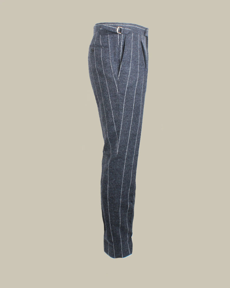 Double Breasted Chalk Stripe Alpaca Blend Suit