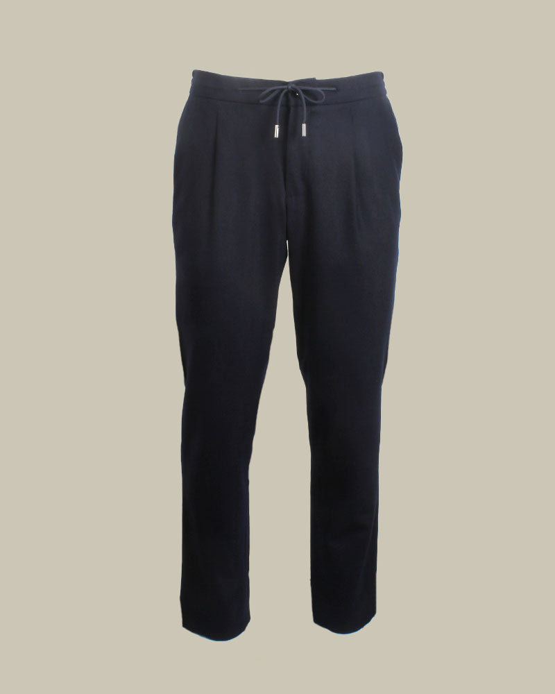 1 Pleat Drawstring Flannel Trouser Midnight