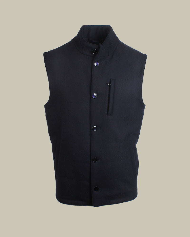 Navy Loro Piana Wool Quilted Vest