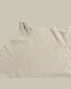 Off White Rib Knit Cashmere Roll Neck