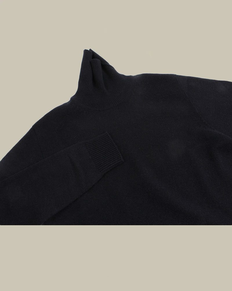 Midnight Blue Cashmere Roll Neck