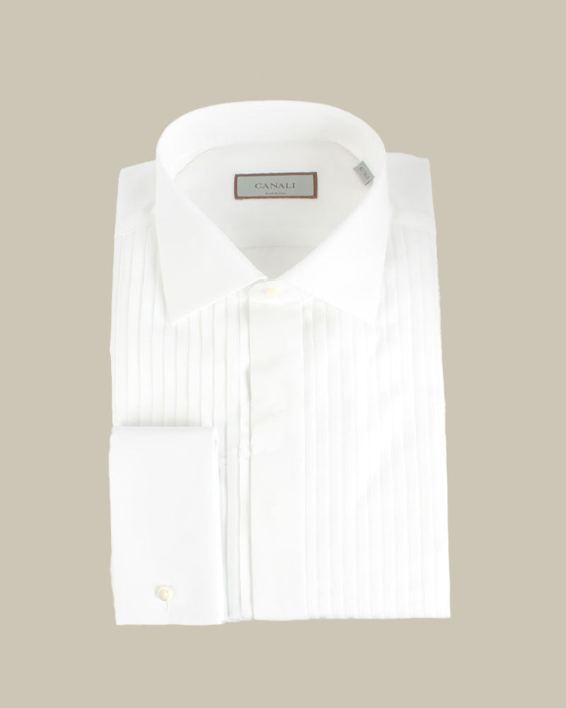 Pleated Bib Concealed Placket Tuxedo Shirt