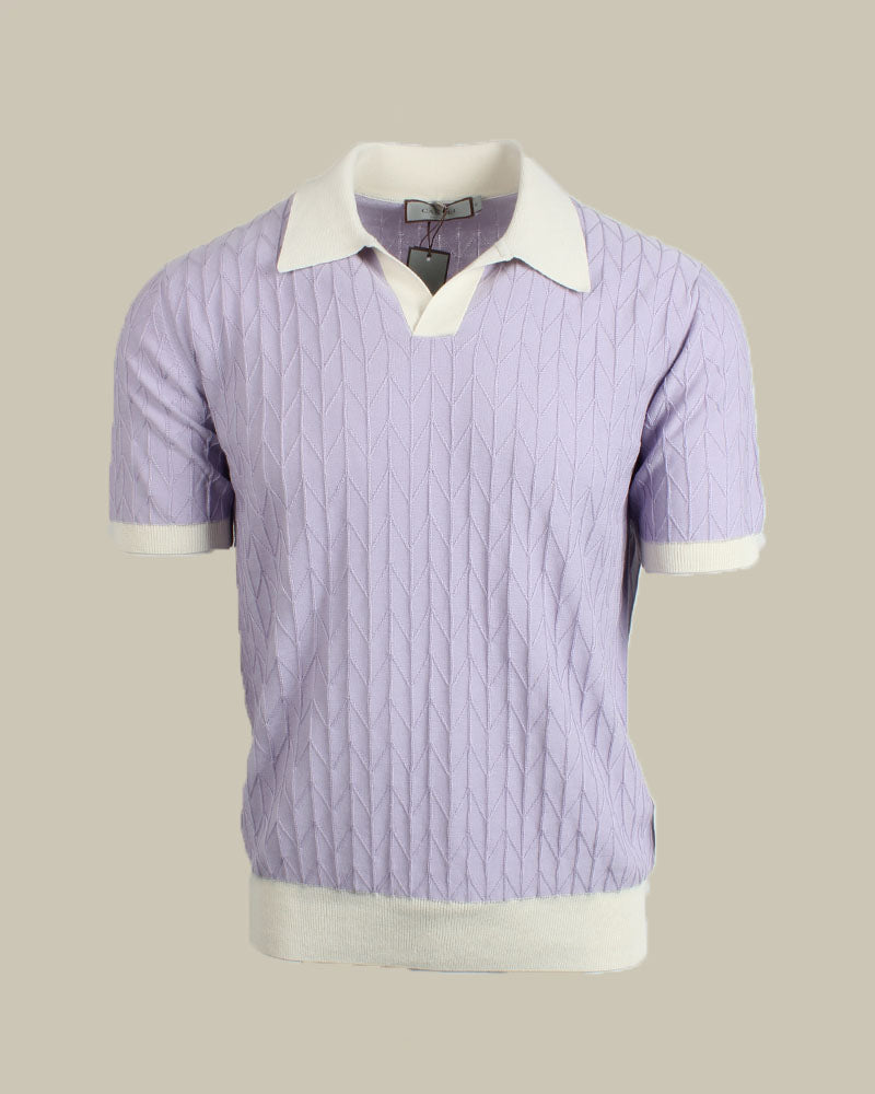 Lavender Contrast Woven Cotton Skipper Polo