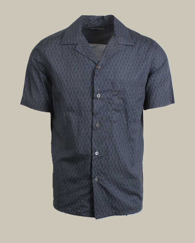 Navy Optical Pattern Resort Shirt