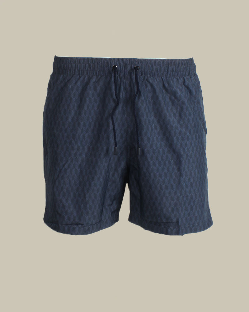 Navy Optical Pattern Swim Shorts