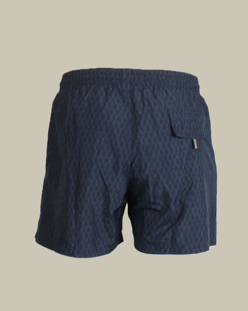 Navy Optical Pattern Swim Shorts