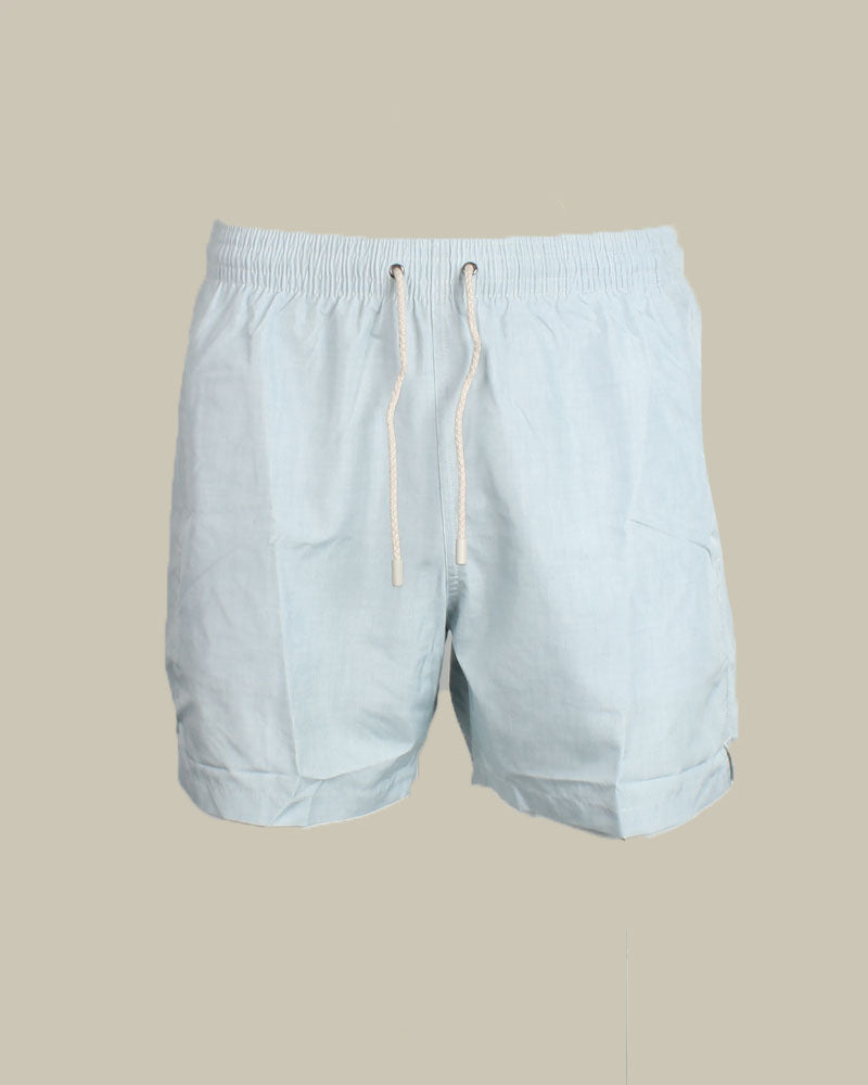 Turquoise Woven Effect Swim Shorts