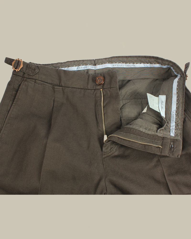 MANILA Brown Cotton & Linen Blend Chino