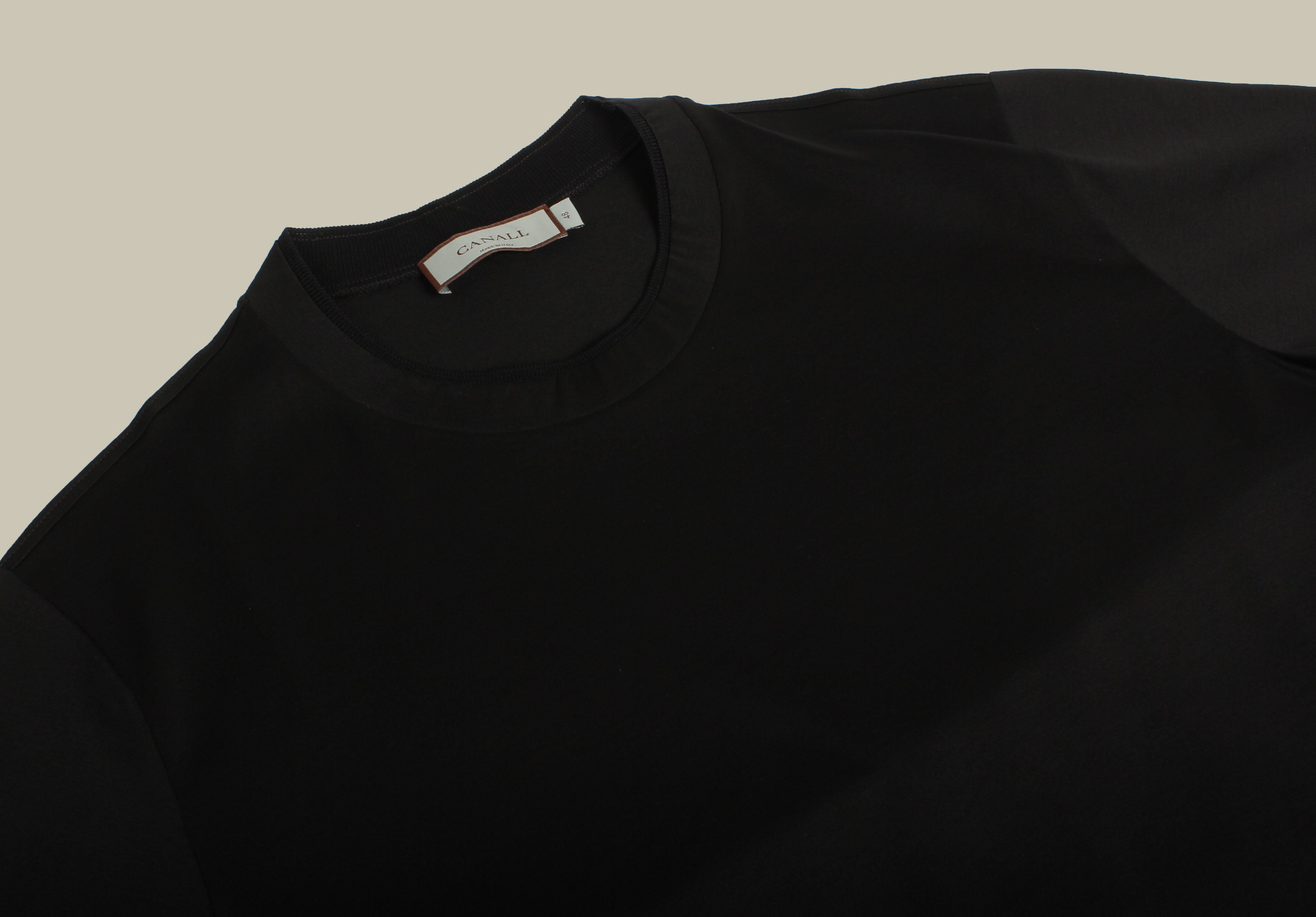 Mercerised Cotton Tonal Tipping T Shirt Black