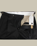 Navy Stretch Cotton 1 Pleat Chino With Side Adjusters