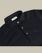 Navy Interlock Cotton Jersey Polo