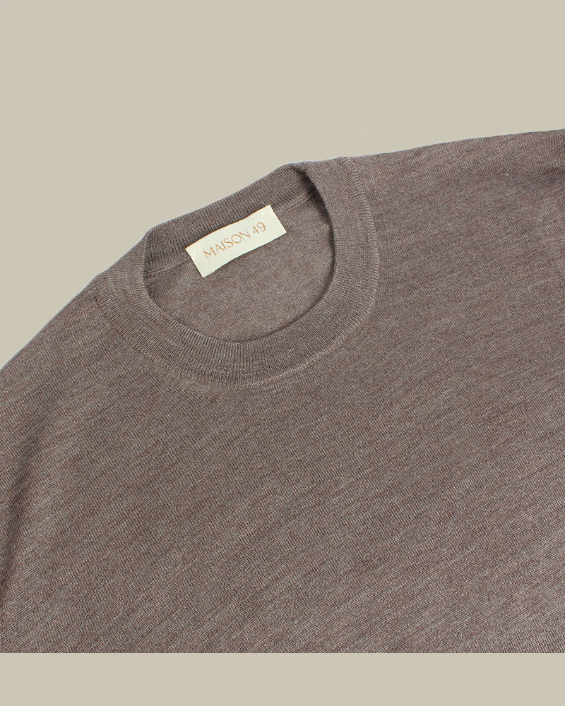 Brown Wool, Cashmere & Silk Crew Neck