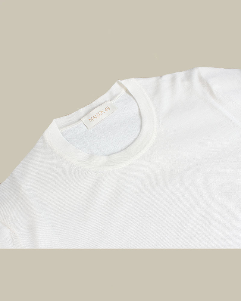 Ecru Wool, Cashmere & Silk Knitted T Shirt