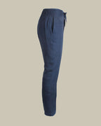 Navy Drawstring Linen Trousers