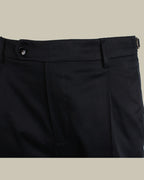 Navy Stretch Cotton 1 Pleat Chino With Side Adjusters