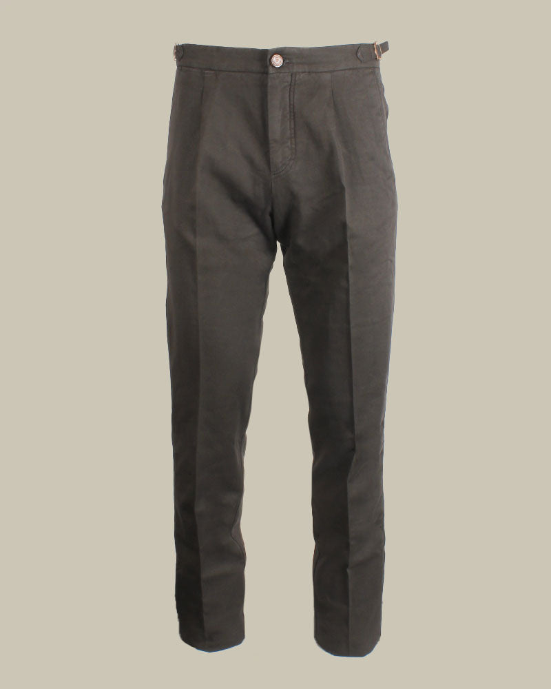 MANILA Brown Cotton & Linen Blend Chino