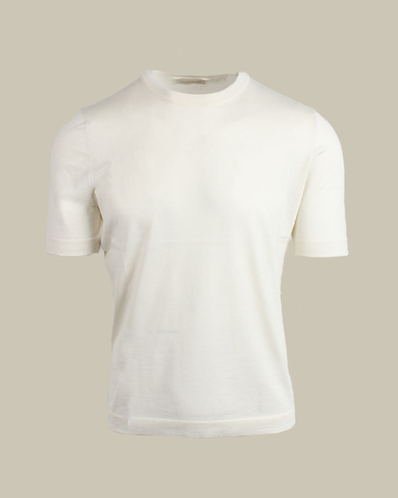 Ecru Wool, Cashmere & Silk Knitted T Shirt