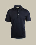 Navy Interlock Cotton Jersey Polo