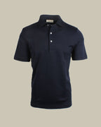 Navy Interlock Cotton Jersey Polo