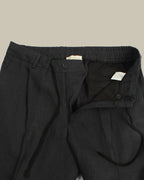 Black Drawstring Linen Trouser