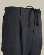 Black Drawstring Linen Trouser