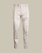 Beige Stretch Cotton 1 Pleat Chino With Side Adjusters