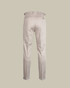 Beige Stretch Cotton 1 Pleat Chino With Side Adjusters