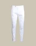 White Stretch Cotton 1 Pleat Chino With Side Adjusters