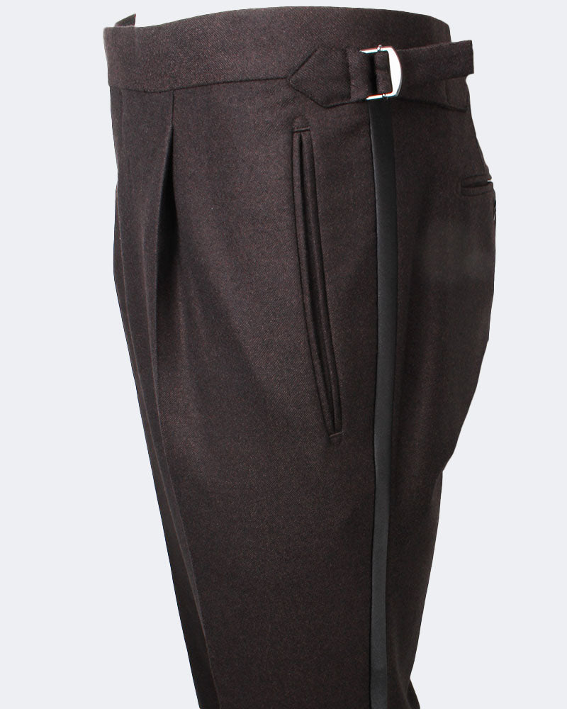 Brown Loro Piana Flannel Shawl Collar Tuxedo