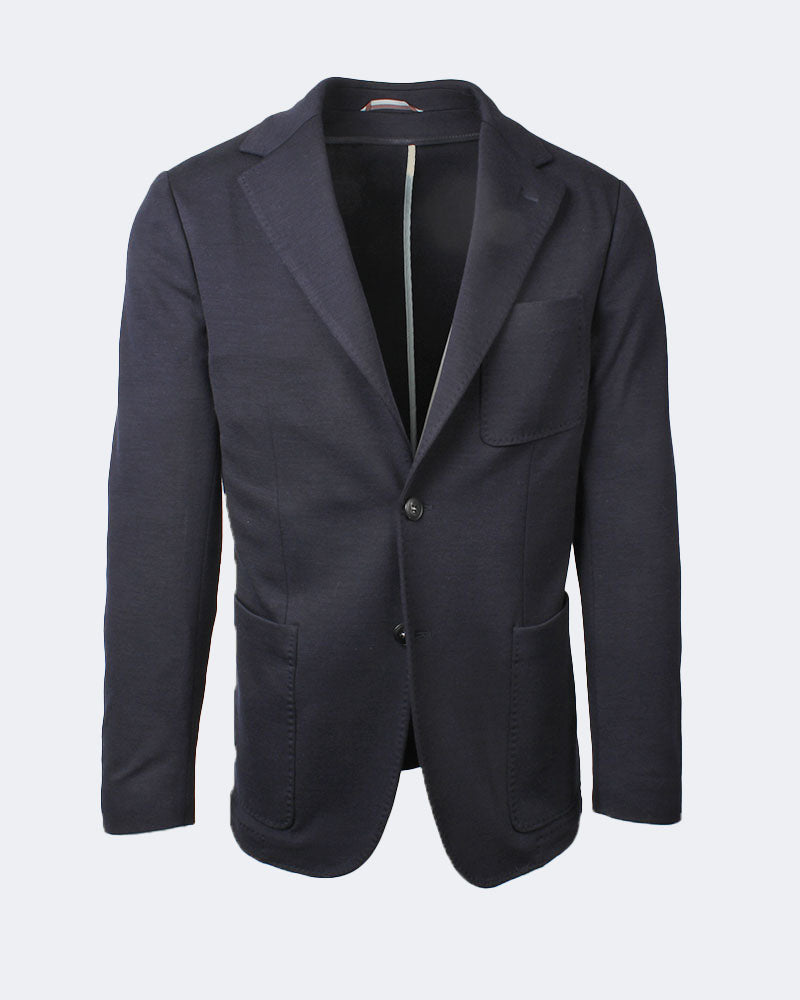 Navy Wool & Cashmere Blend Jersey Blazer