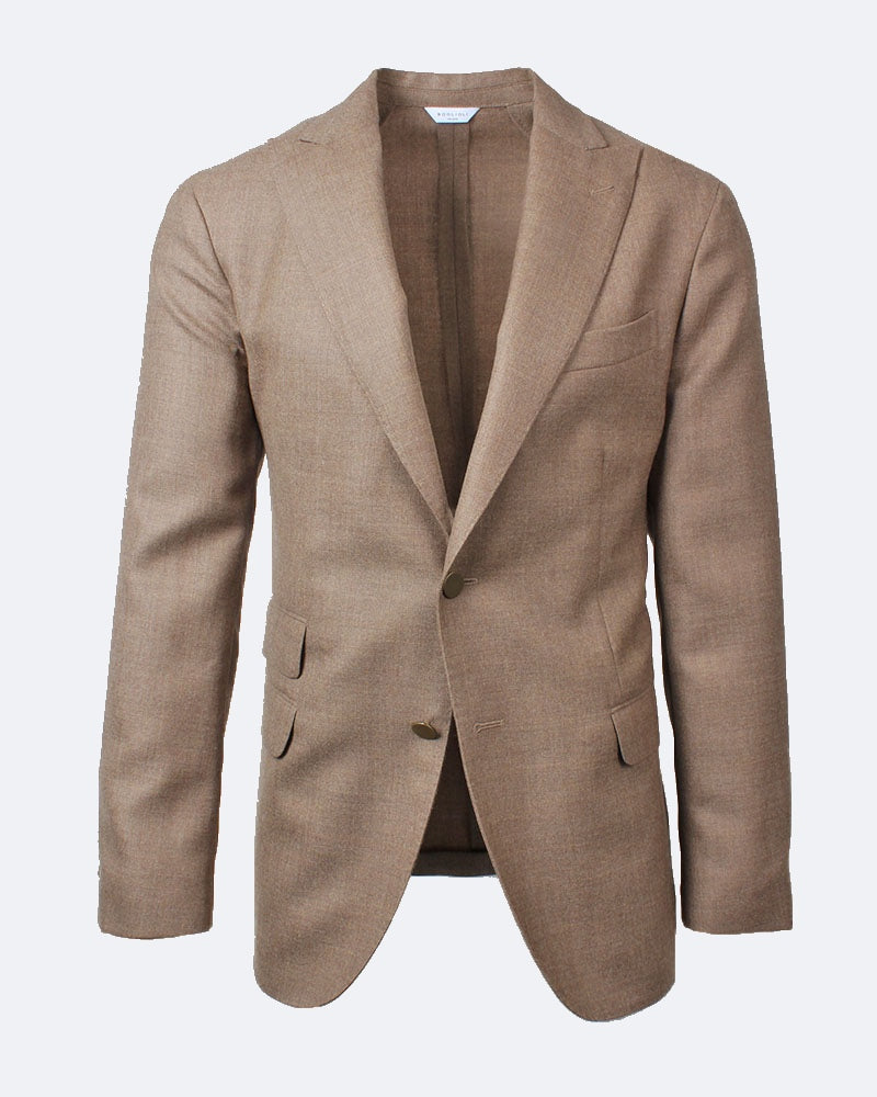 Beige Basketweave Peak Lapel K Jacket