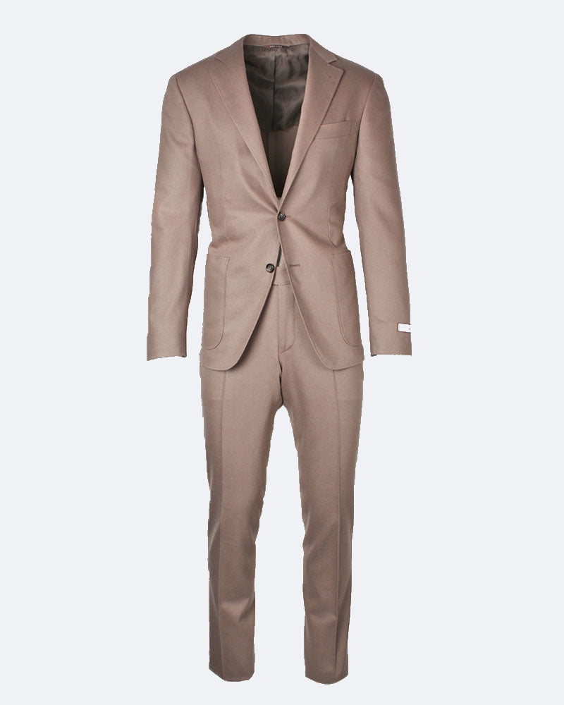 Beige Lightweight Stretch Flannel Unlined Suit