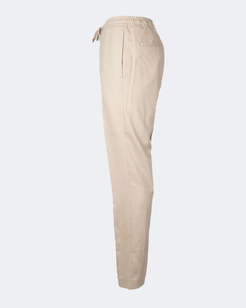 Beige Lightweight Stretch Flannel Drawstring Trouser